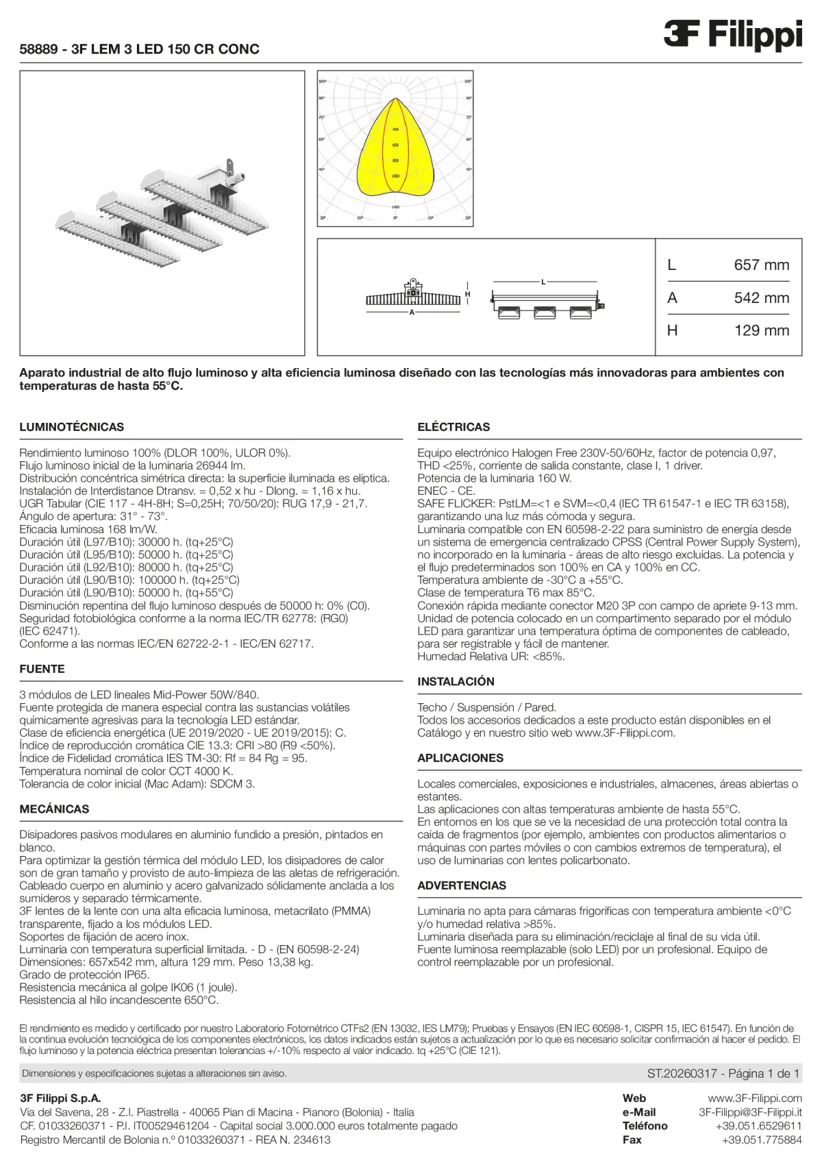58889 - 3F LEM 3 LED 150 CR CONC - Datasheet - es