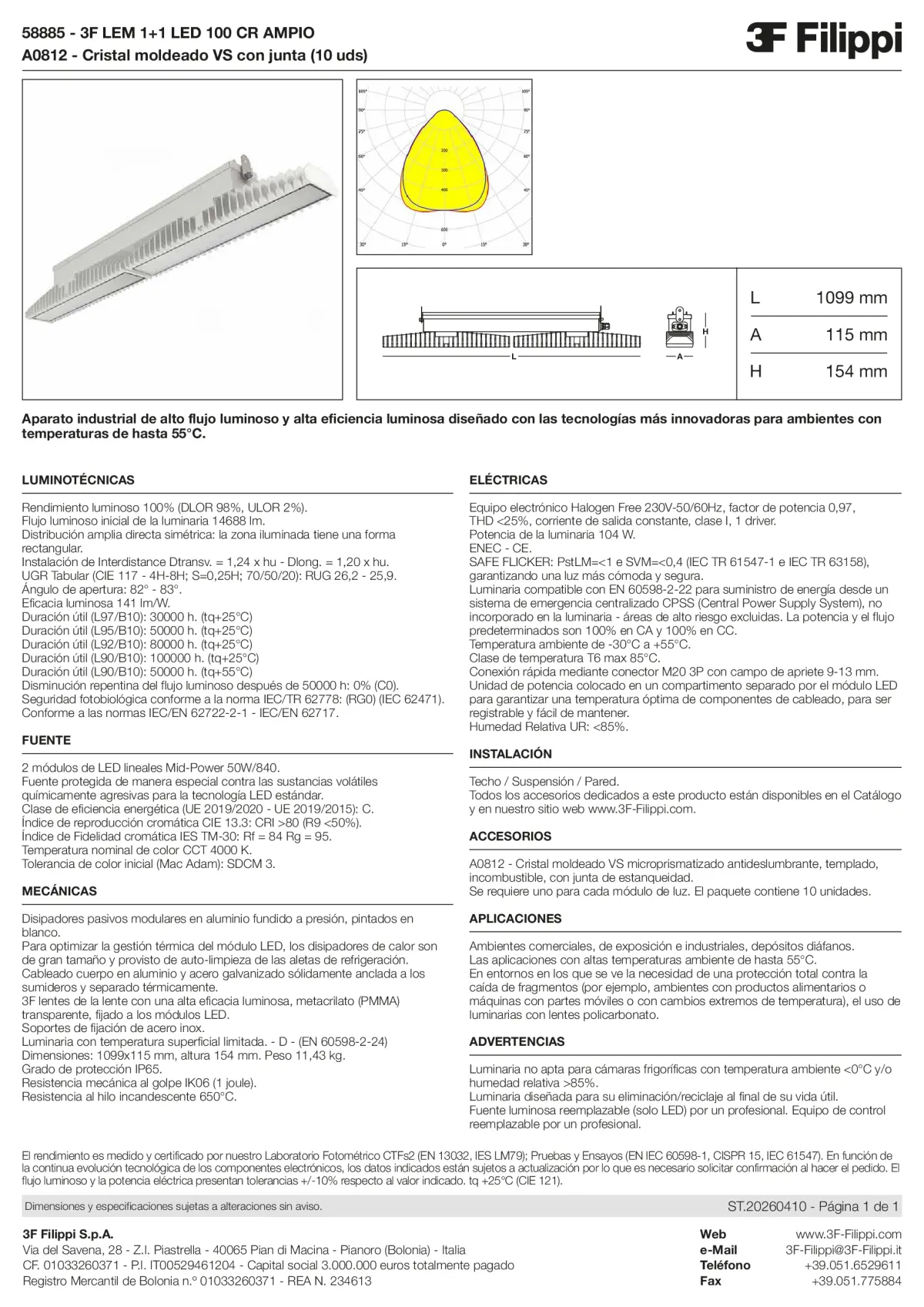 58885+A0812 - 3F LEM 1+1 LED 100 CR AMPIO + VS - Datasheet - es