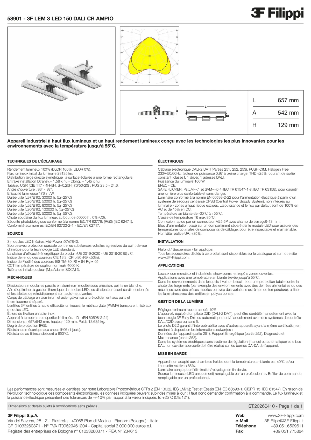 58901 - 3F LEM 3 LED 150 DALI CR AMPIO - Datasheet - fr