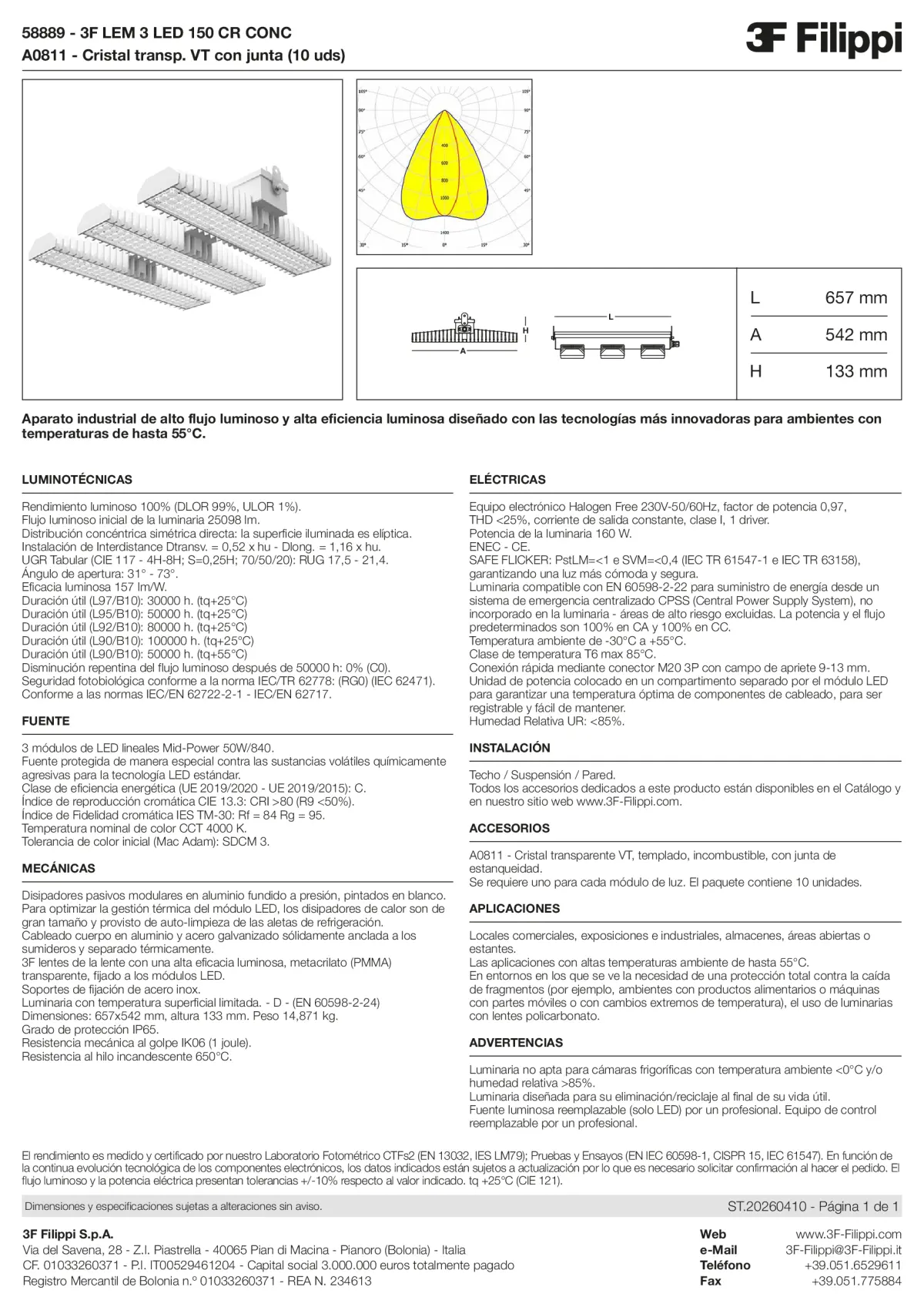 58889+A0811 - 3F LEM 3 LED 150 CR CONC + VT - Datasheet - es