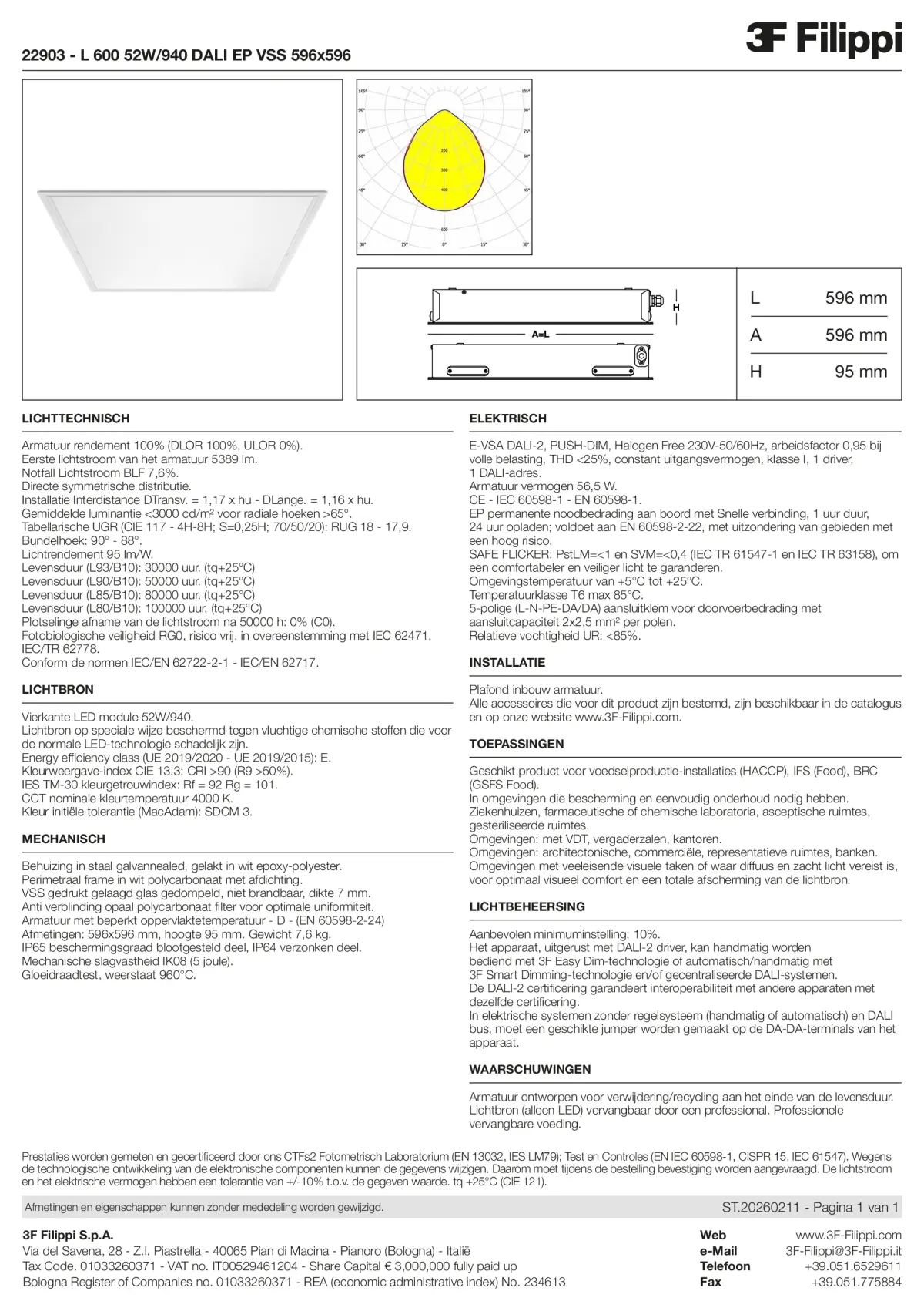 22903 - L 600 52W-940 DALI EP VSS 596x596 - Datasheet - nl