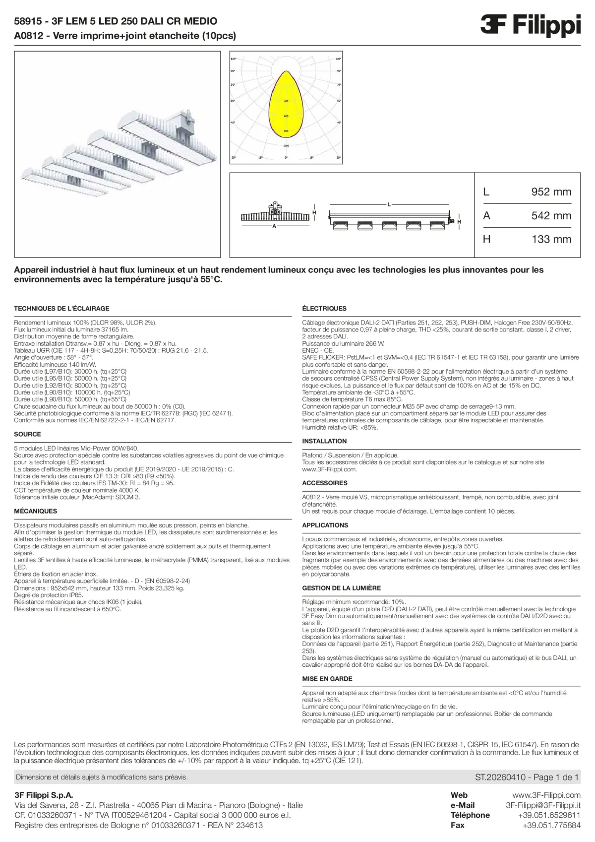 58915+A0812 - 3F LEM 5 LED 250 DALI CR MEDIO + VS - Datasheet - fr