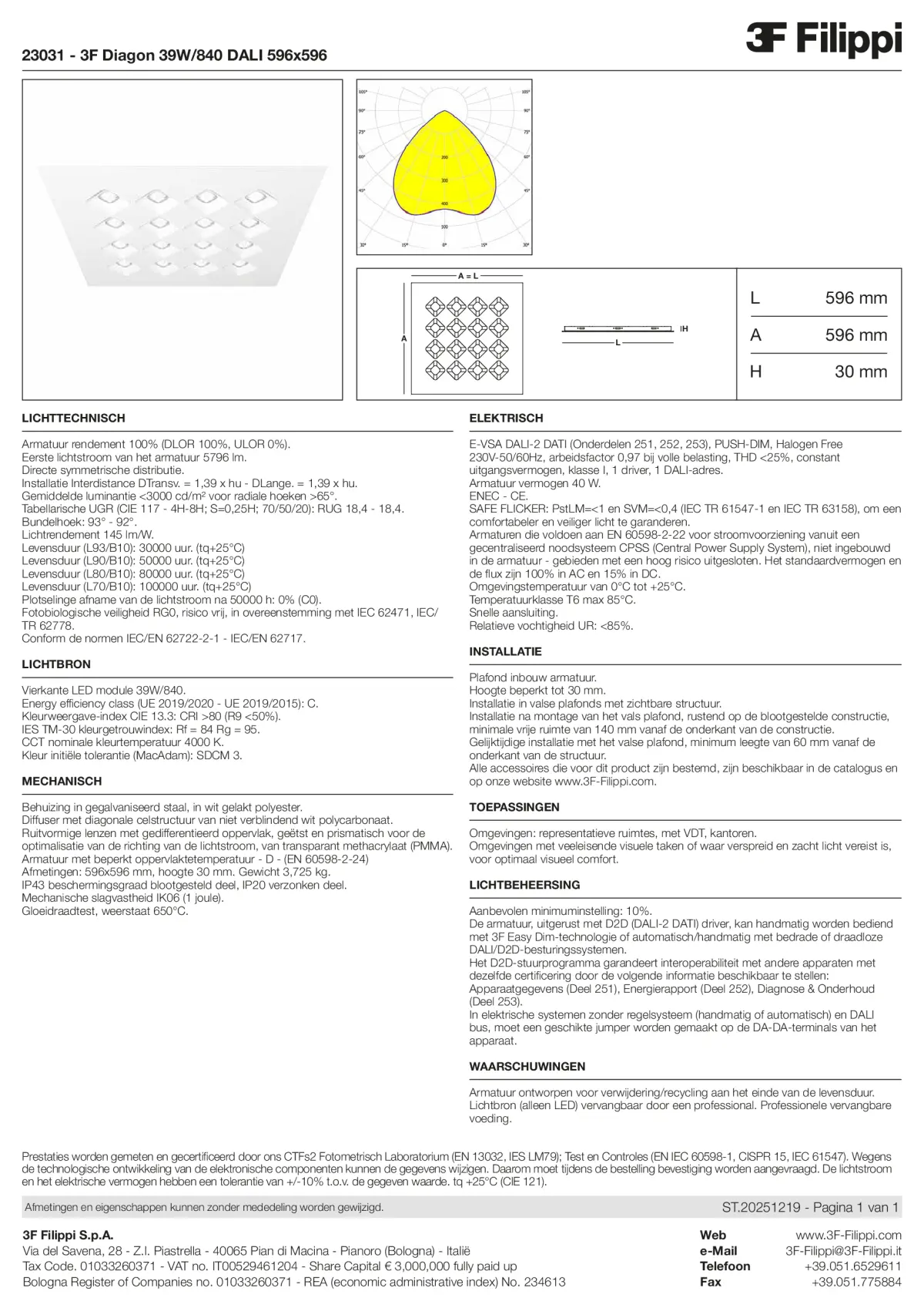 23031 - 3F Diagon 39W-840 DALI 596x596 - Datasheet - nl