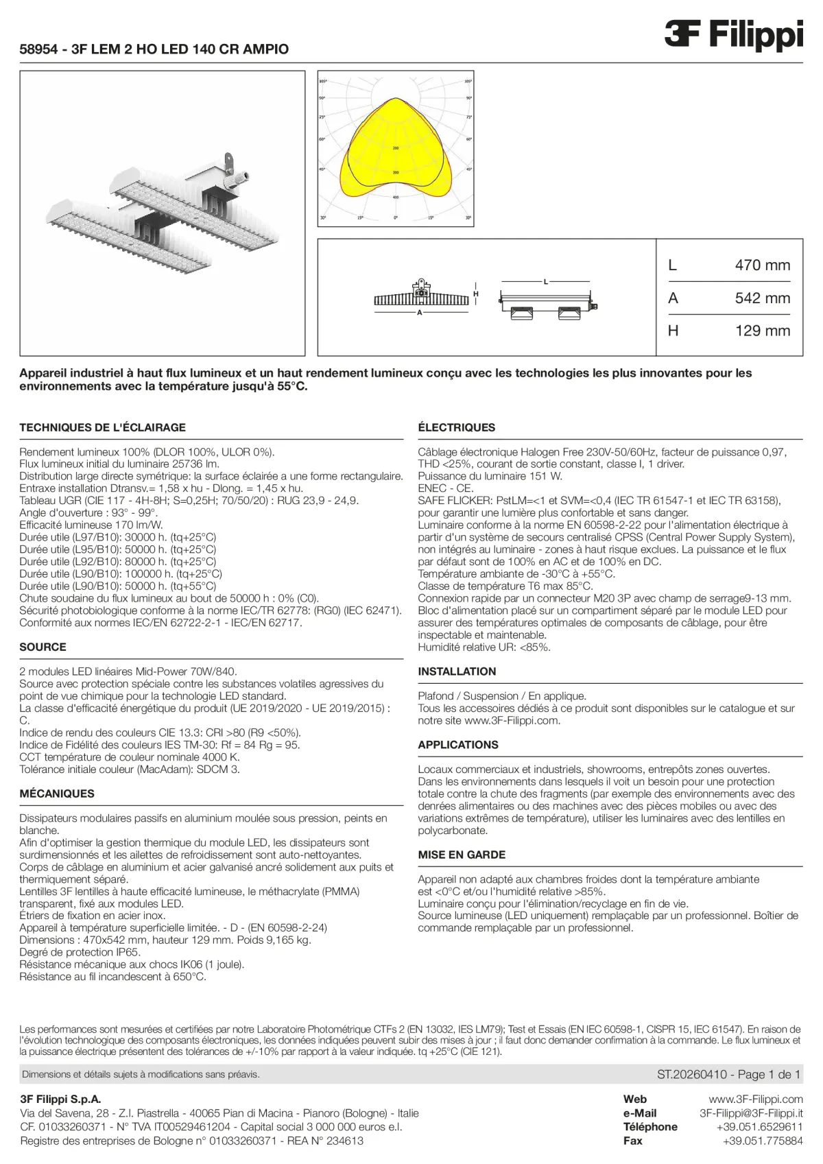 58954 - 3F LEM 2 HO LED 140 CR AMPIO - Datasheet - fr