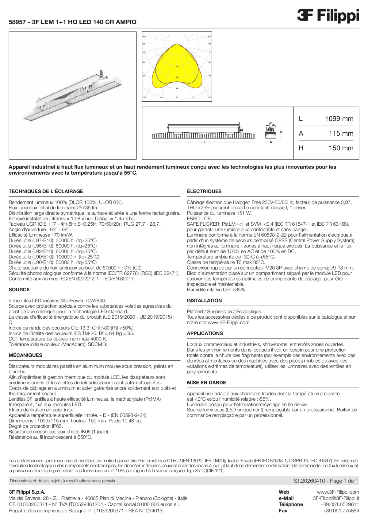 58957 - 3F LEM 1+1 HO LED 140 CR AMPIO - Datasheet - fr