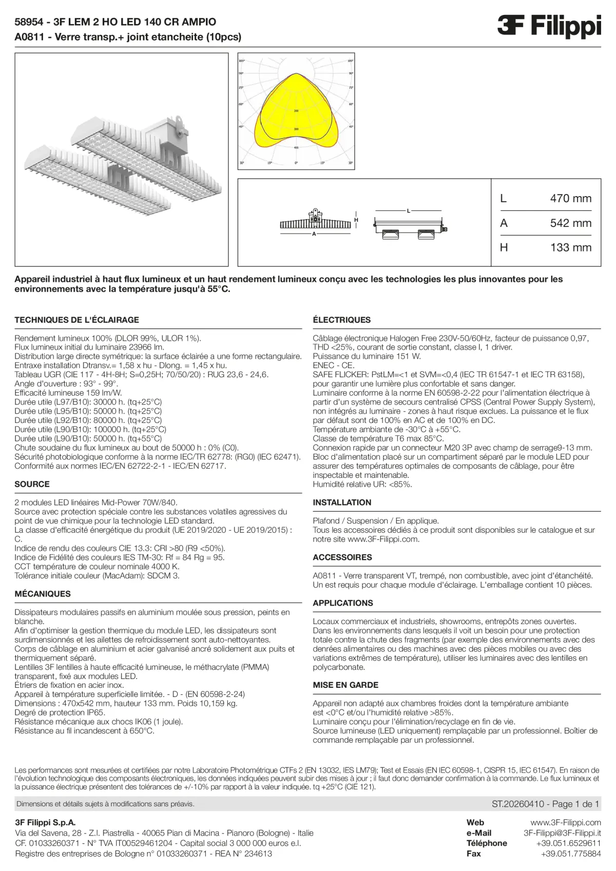 58954+A0811 - 3F LEM 2 HO LED 140 CR AMPIO + VT - Datasheet - fr