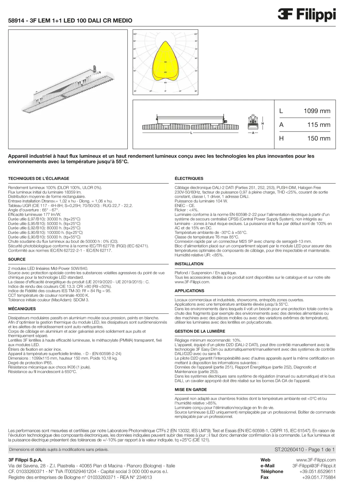 58914 - 3F LEM 1+1 LED 100 DALI CR MEDIO - Datasheet - fr