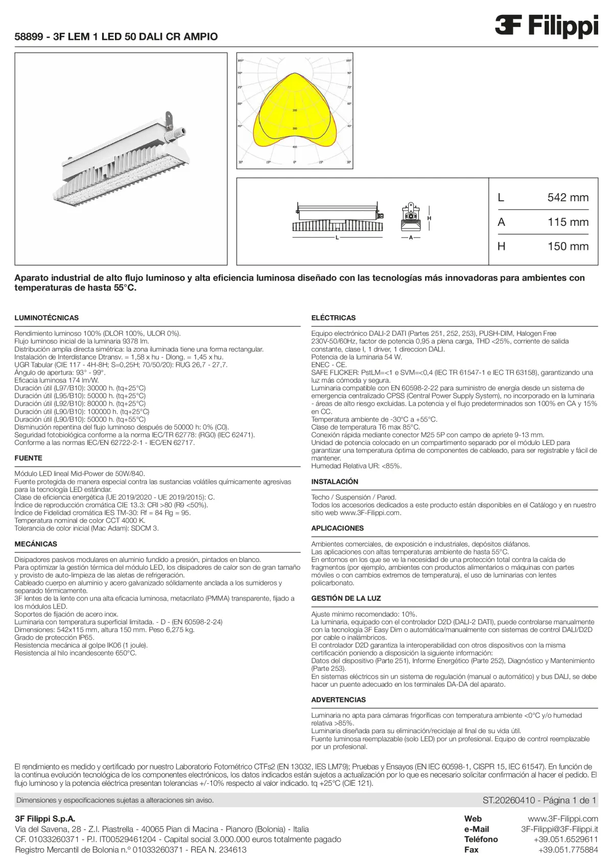 58899 - 3F LEM 1 LED 50 DALI CR AMPIO - Datasheet - es