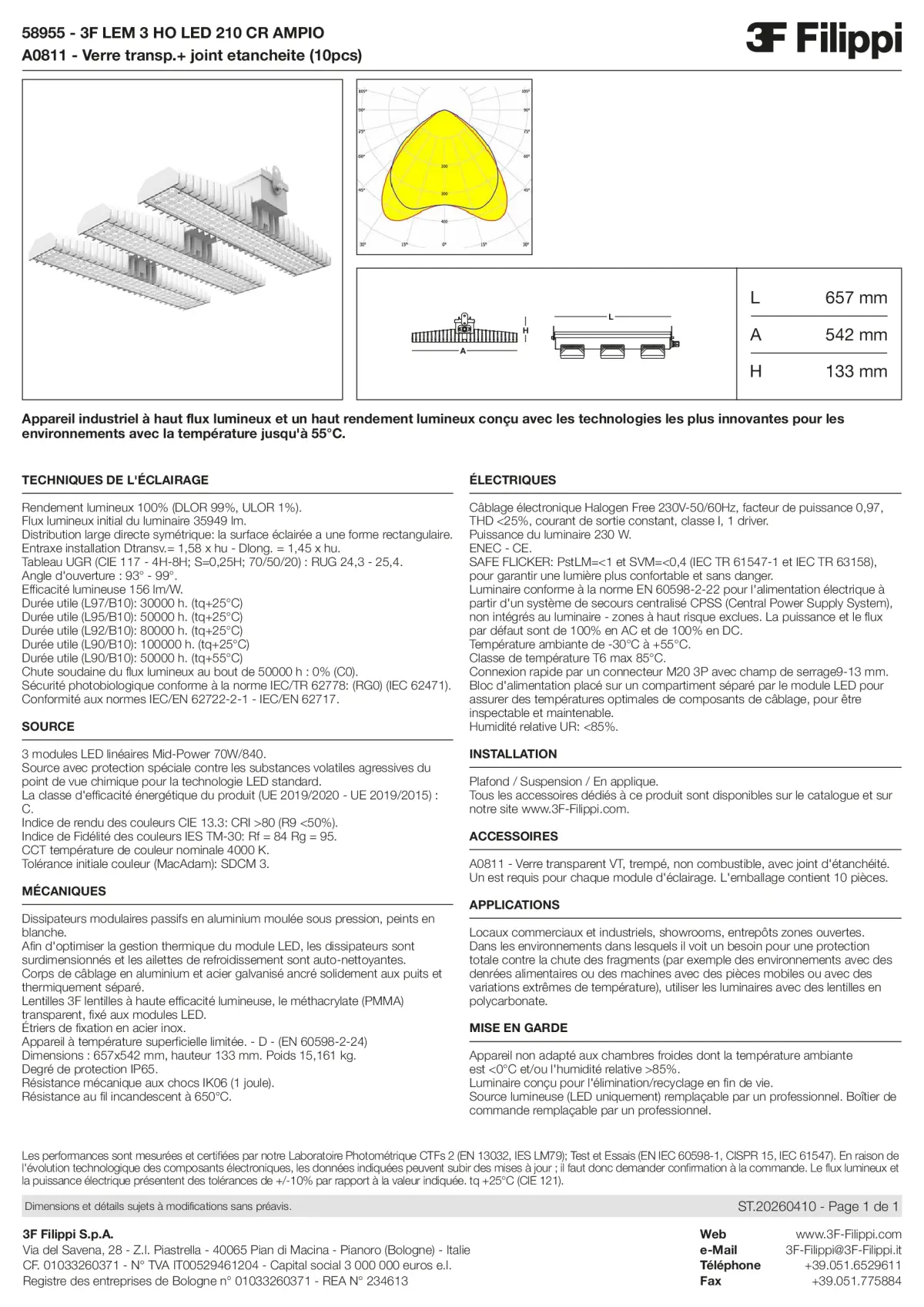 58955+A0811 - 3F LEM 3 HO LED 210 CR AMPIO + VT - Datasheet - fr