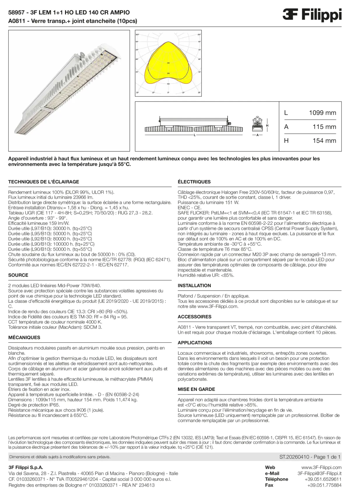 58957+A0811 - 3F LEM 1+1 HO LED 140 CR AMPIO + VT - Datasheet - fr