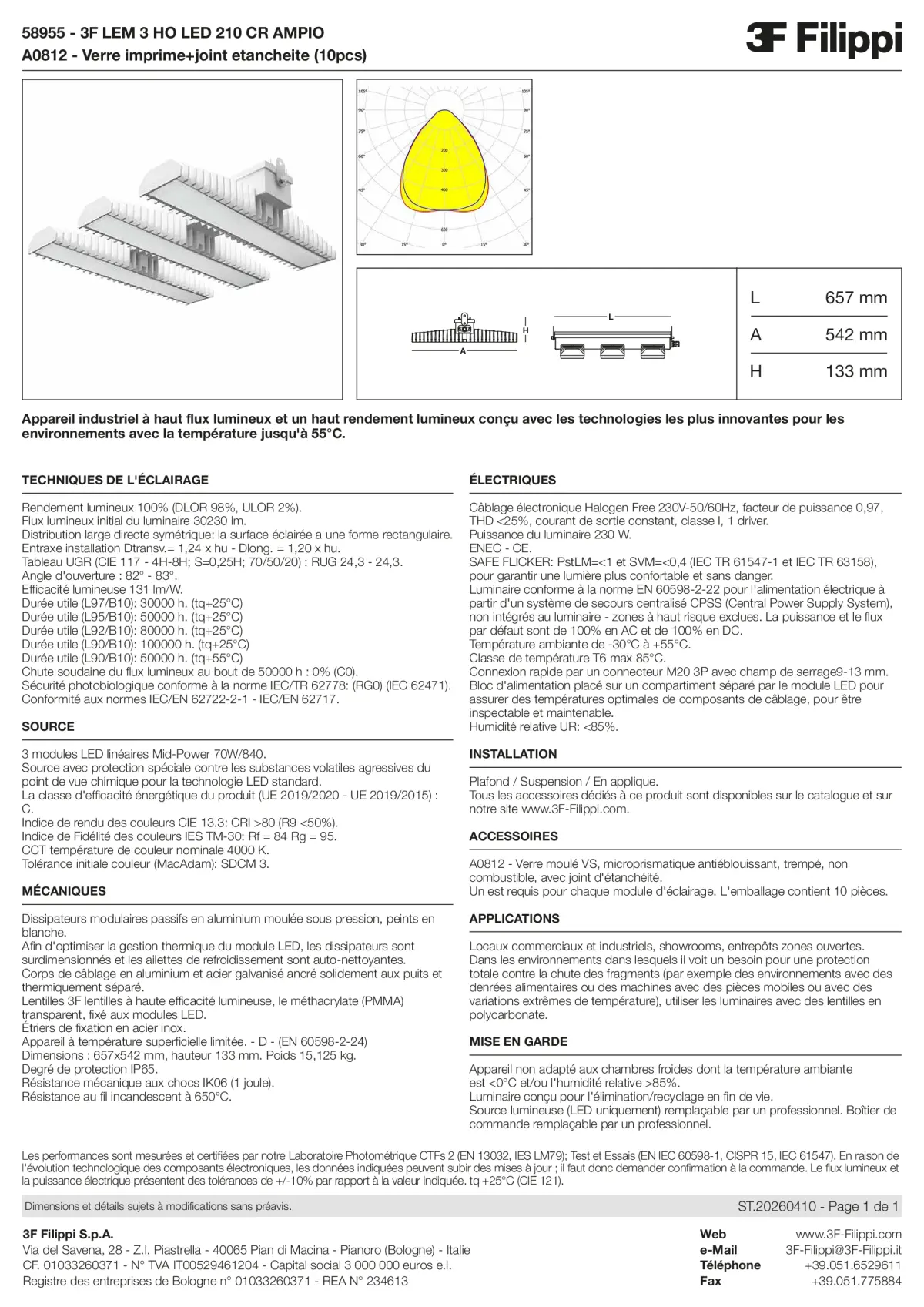 58955+A0812 - 3F LEM 3 HO LED 210 CR AMPIO + VS - Datasheet - fr