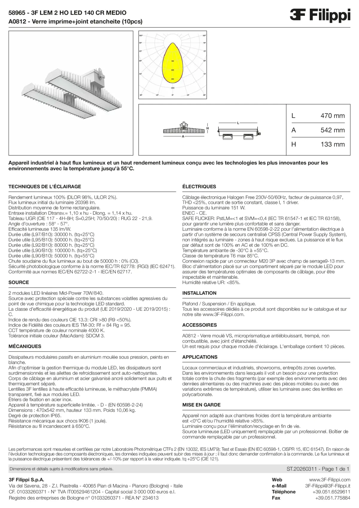 58965+A0812 - 3F LEM 2 HO LED 140 CR MEDIO + VS - Datasheet - fr