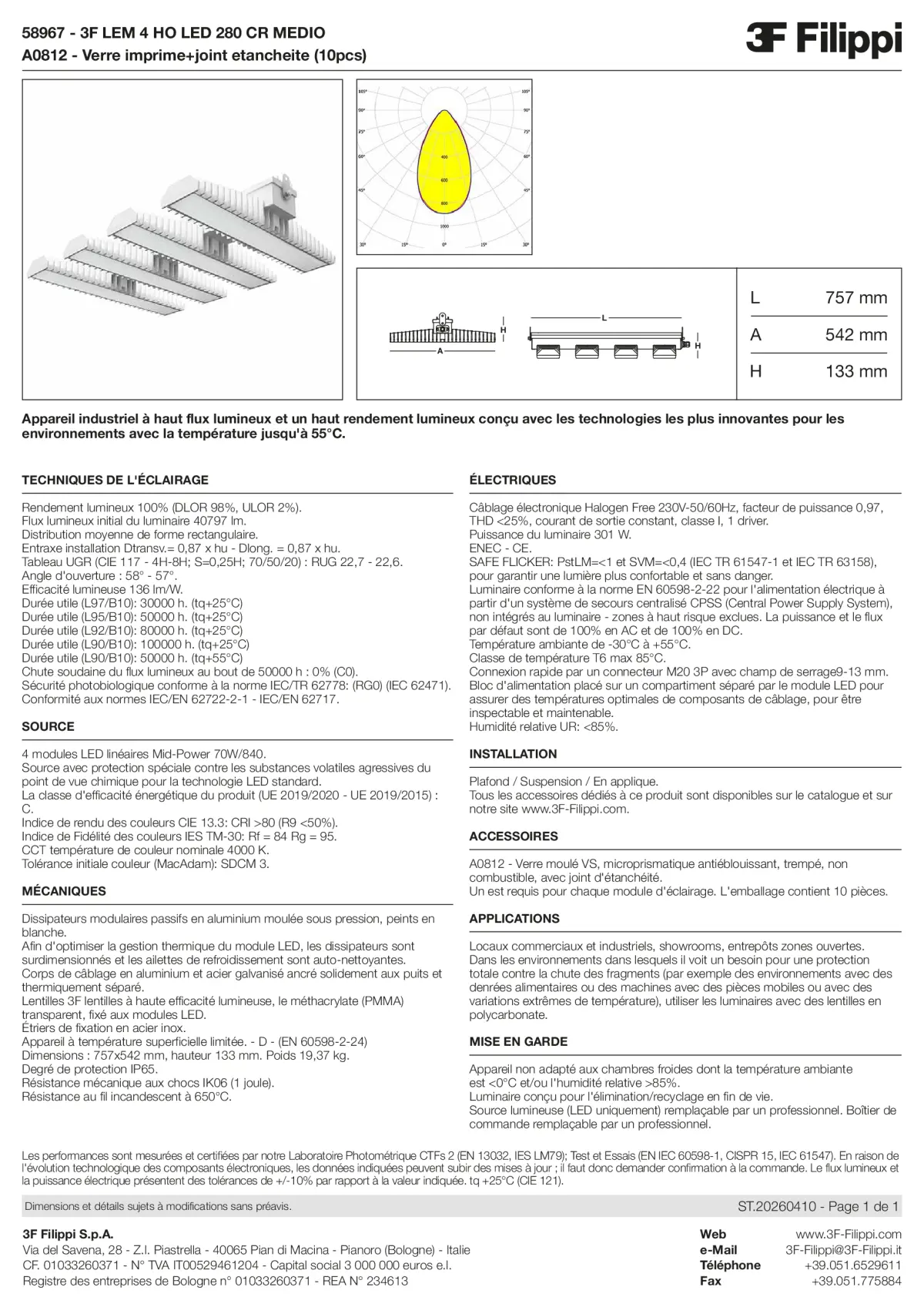 58967+A0812 - 3F LEM 4 HO LED 280 CR MEDIO + VS - Datasheet - fr