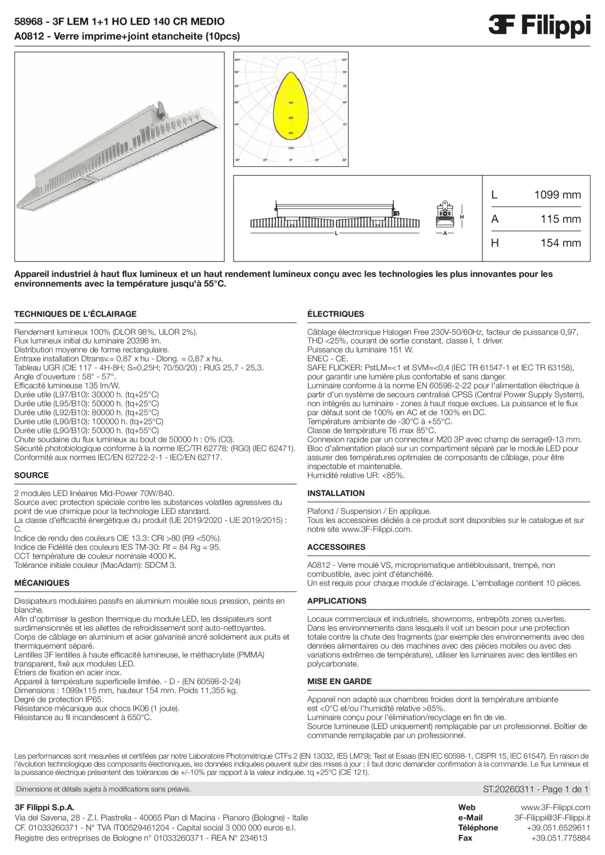 58968+A0812 - 3F LEM 1+1 HO LED 140 CR MEDIO + VS - Datasheet - fr