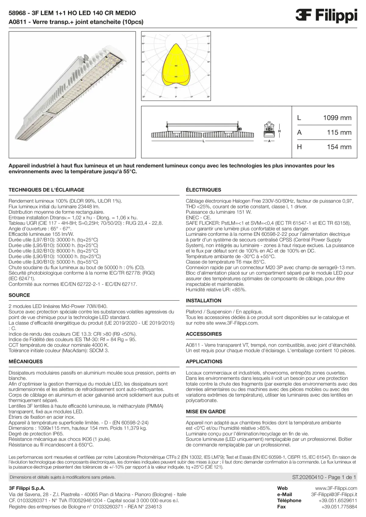 58968+A0811 - 3F LEM 1+1 HO LED 140 CR MEDIO + VT - Datasheet - fr