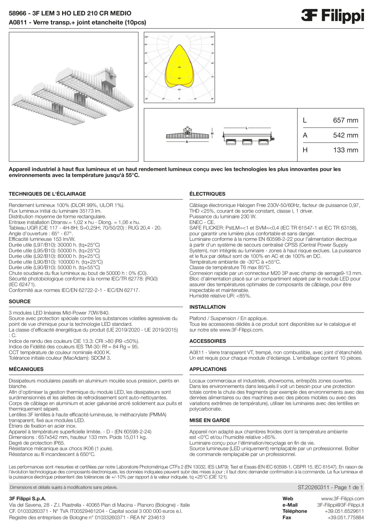 58966+A0811 - 3F LEM 3 HO LED 210 CR MEDIO + VT - Datasheet - fr