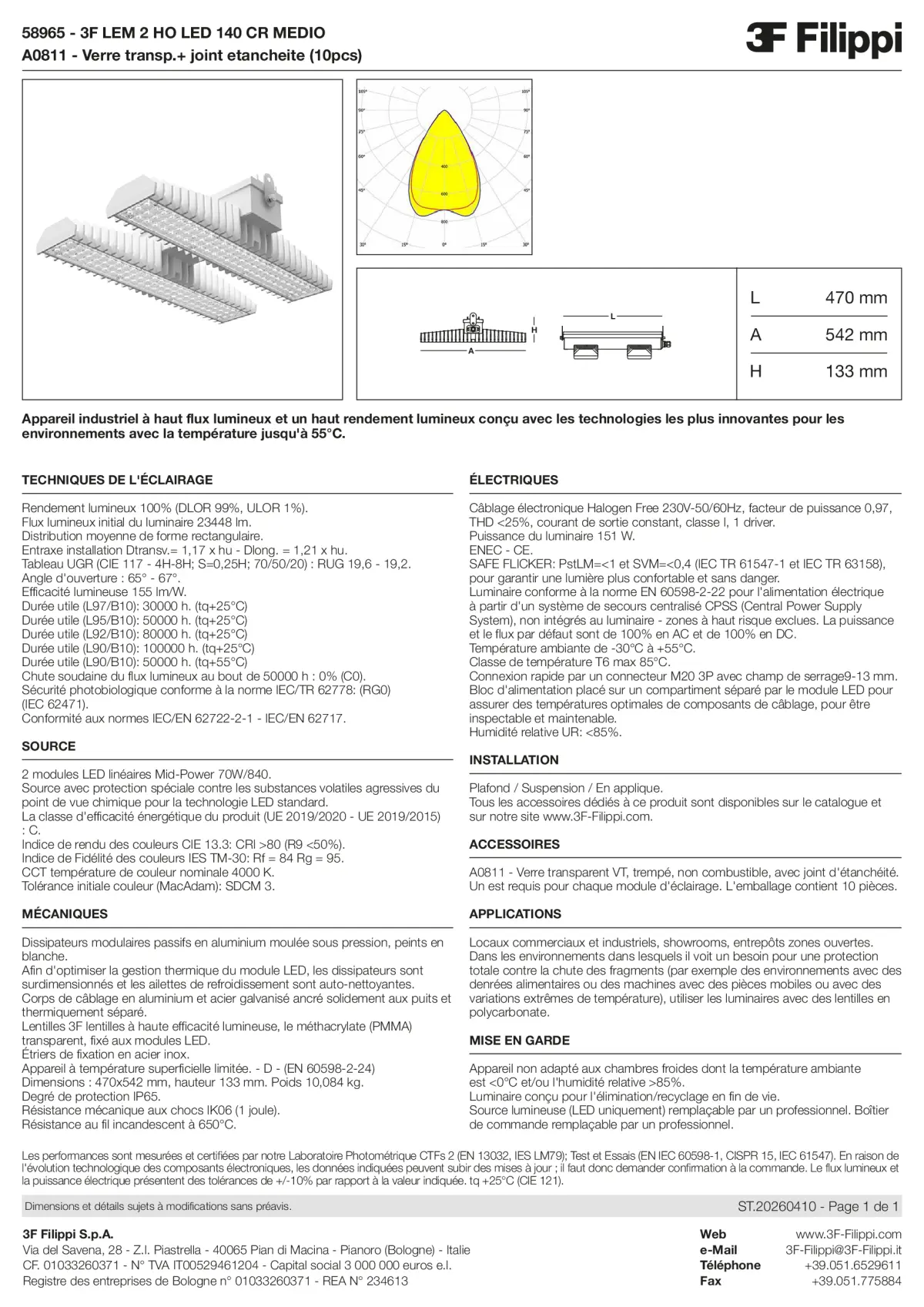 58965+A0811 - 3F LEM 2 HO LED 140 CR MEDIO + VT - Datasheet - fr