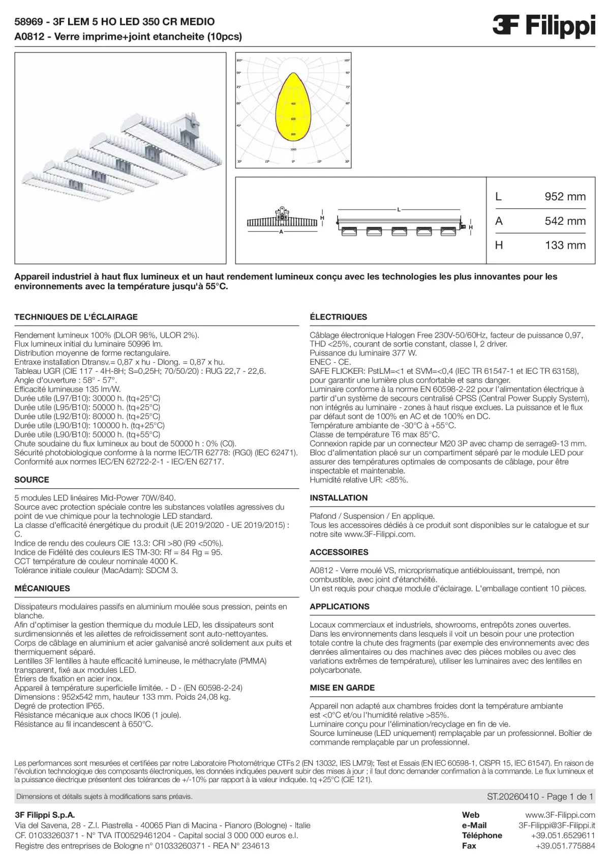 58969+A0812 - 3F LEM 5 HO LED 350 CR MEDIO + VS - Datasheet - fr