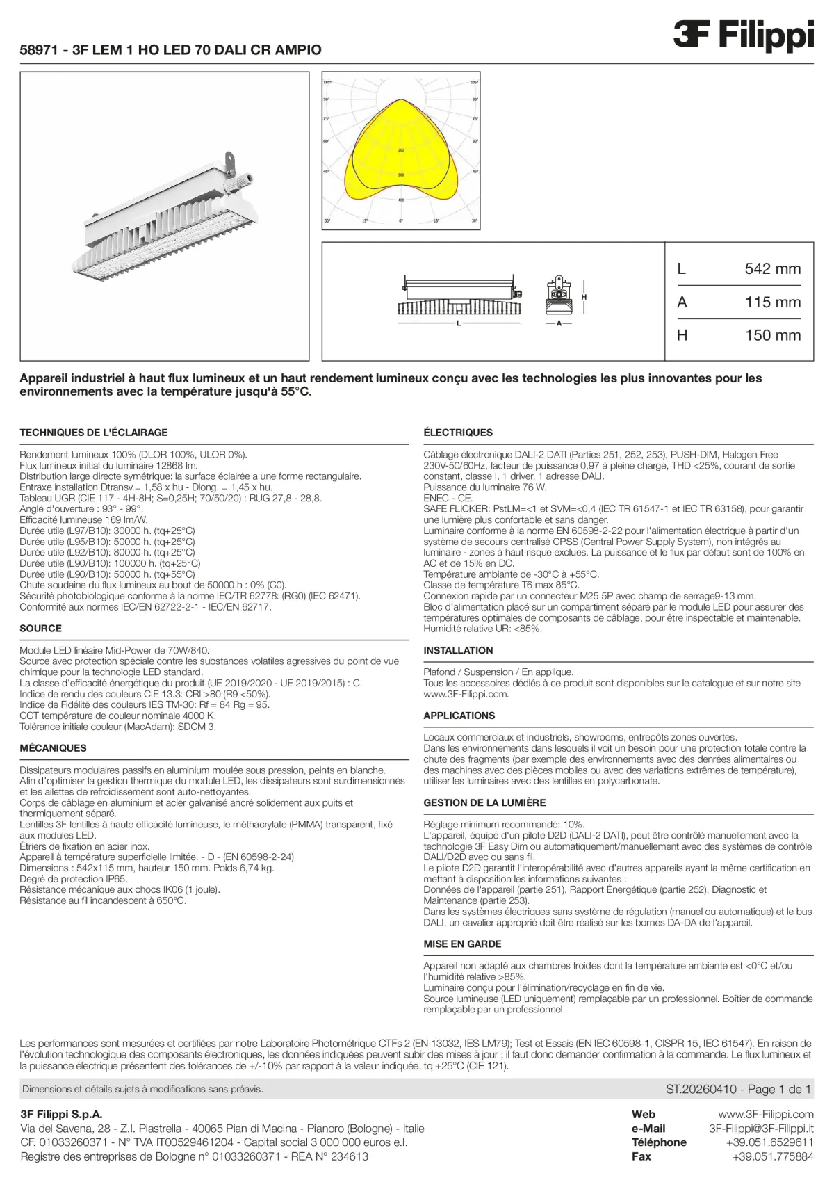 58971 - 3F LEM 1 HO LED 70 DALI CR AMPIO - Datasheet - fr