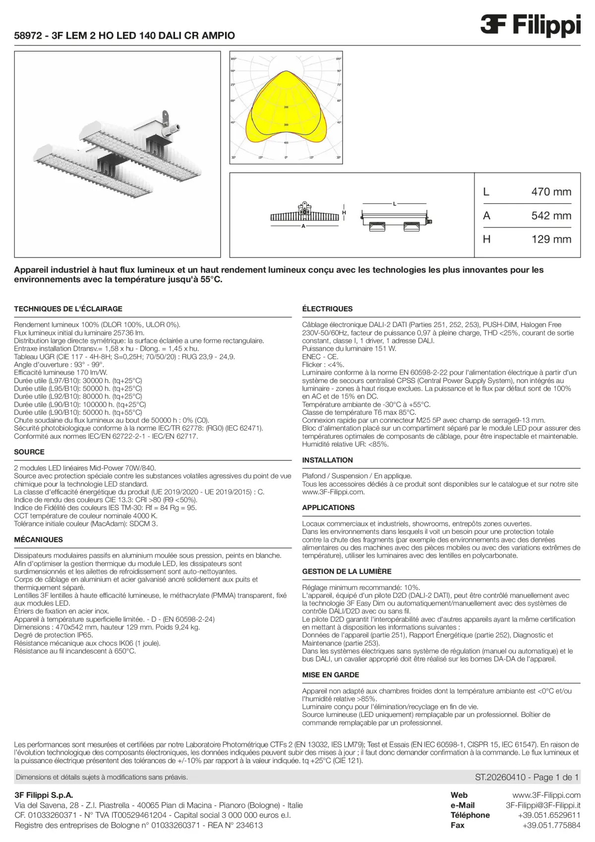 58972 - 3F LEM 2 HO LED 140 DALI CR AMPIO - Datasheet - fr