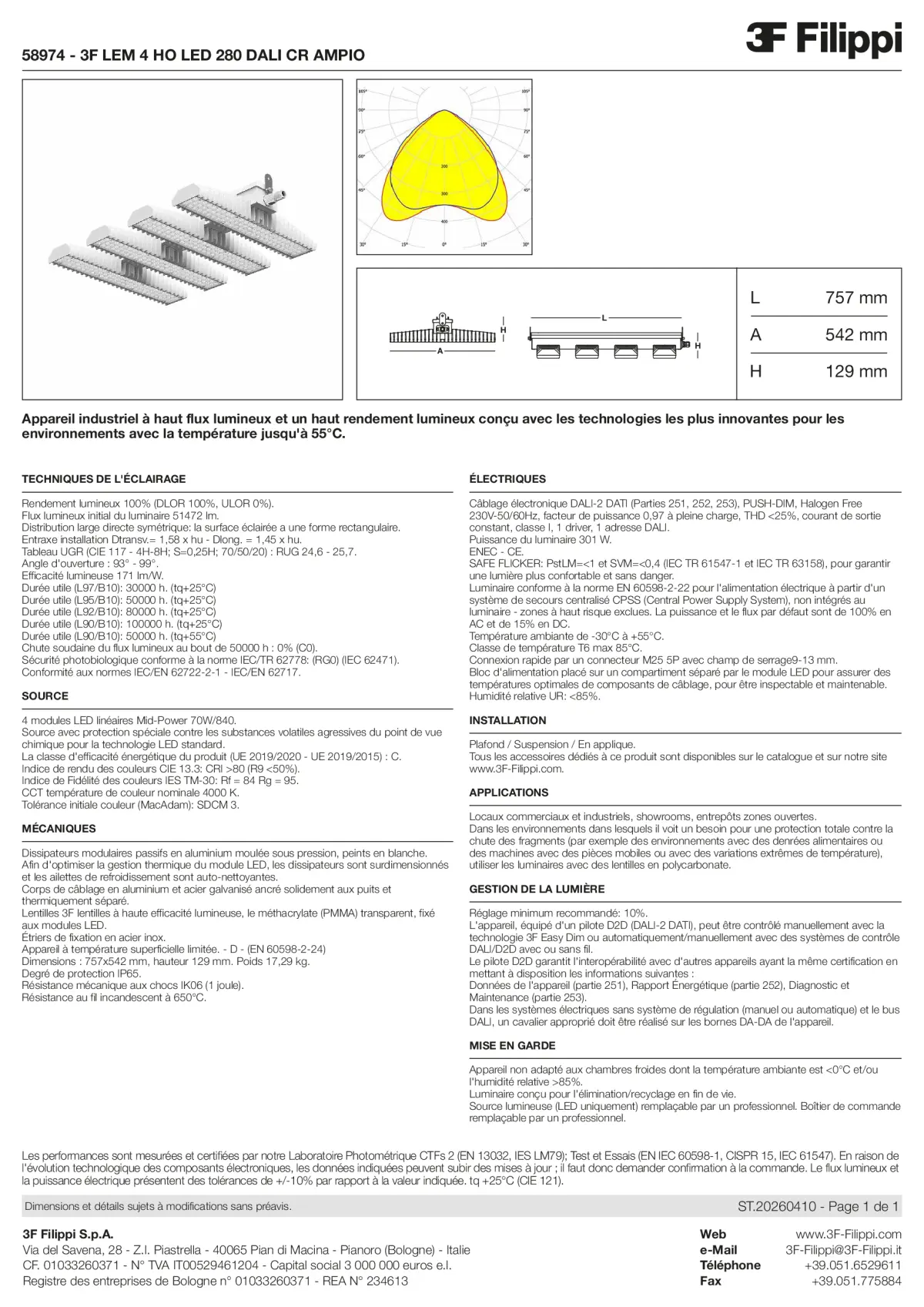 58974 - 3F LEM 4 HO LED 280 DALI CR AMPIO - Datasheet - fr