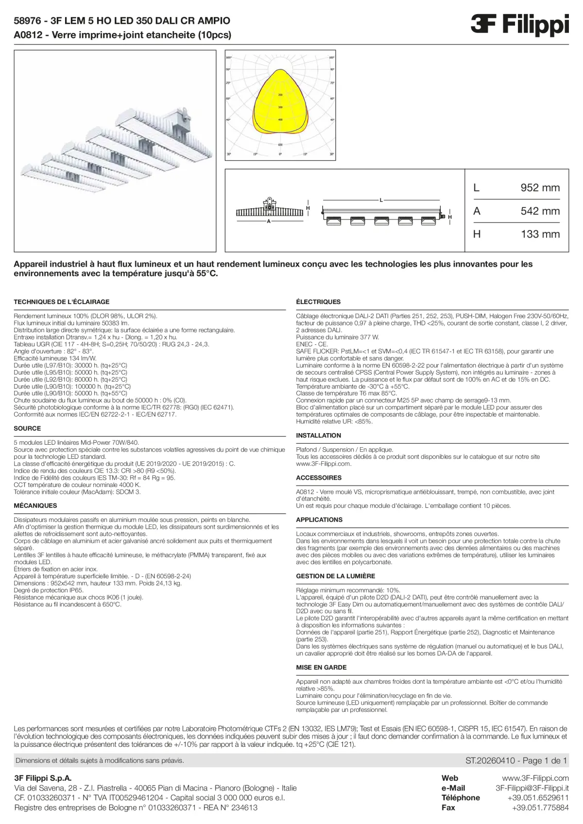 58976+A0812 - 3F LEM 5 HO LED 350 DALI CR AMPIO + VS - Datasheet - fr