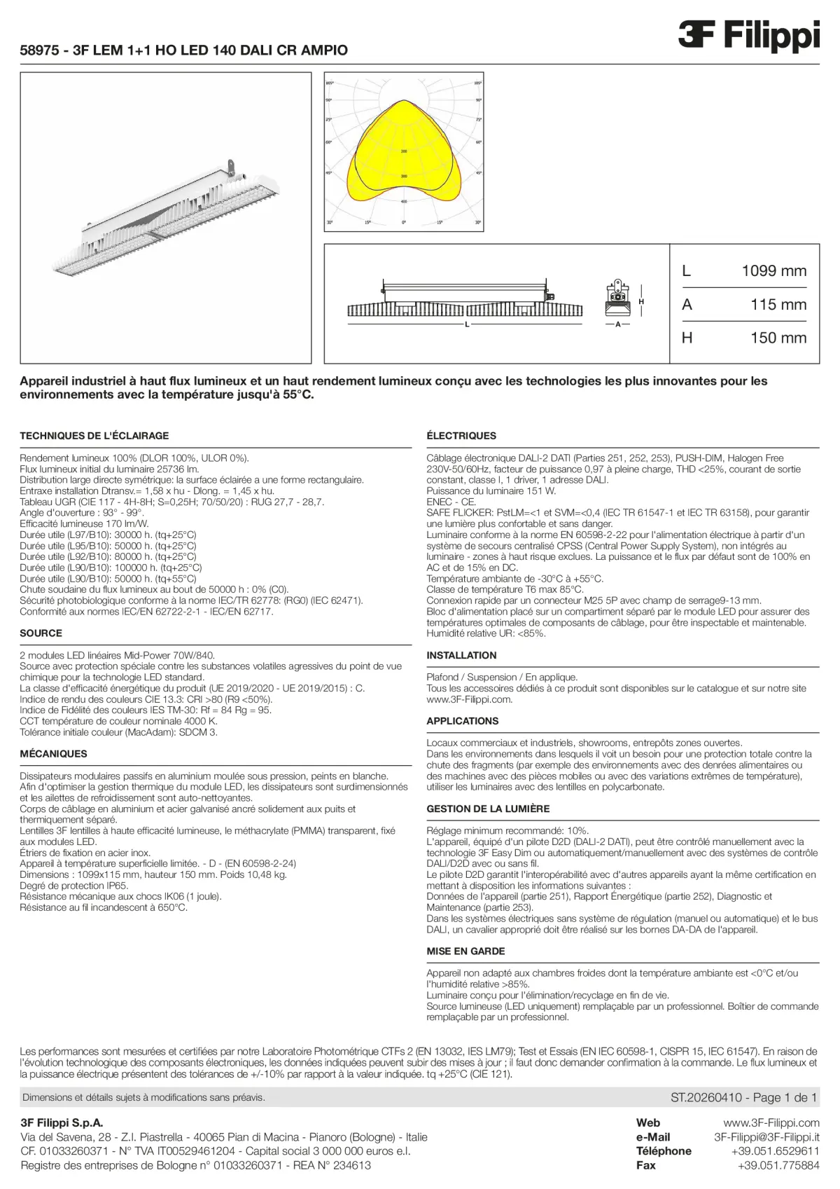 58975 - 3F LEM 1+1 HO LED 140 DALI CR AMPIO - Datasheet - fr