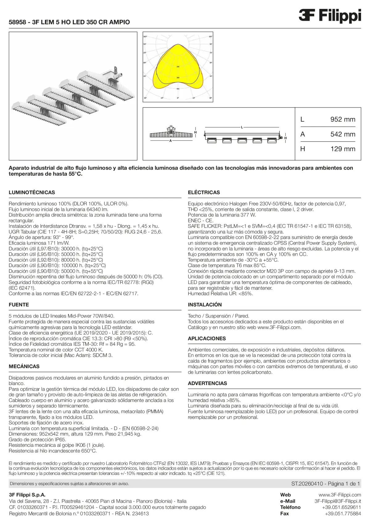 58958 - 3F LEM 5 HO LED 350 CR AMPIO - Datasheet - es