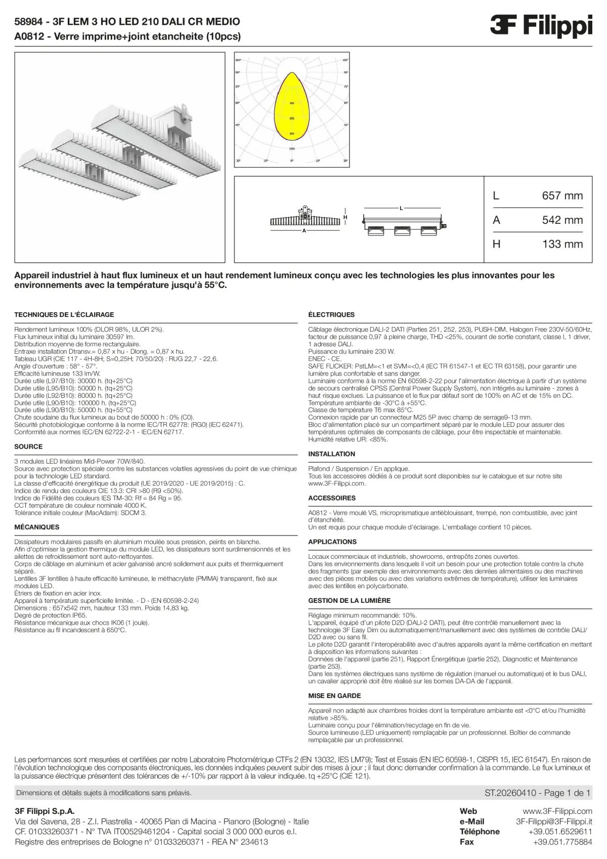 58984+A0812 - 3F LEM 3 HO LED 210 DALI CR MEDIO + VS - Datasheet - fr