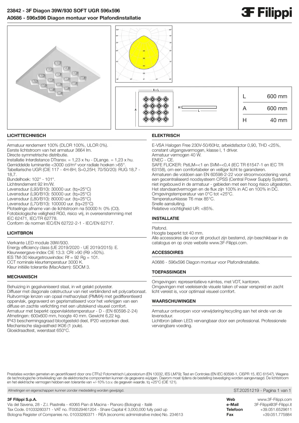 23842+A0686 - 3F Diagon 39W-930 SOFT UGR 596x596 + Corn.plaf. - Datasheet - nl