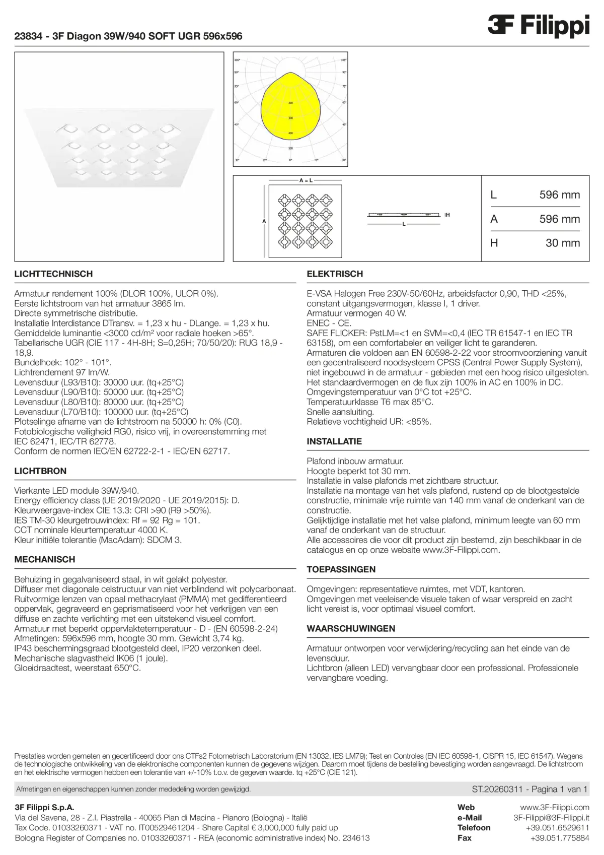 23834 - 3F Diagon 39W-940 SOFT UGR 596x596 - Datasheet - nl