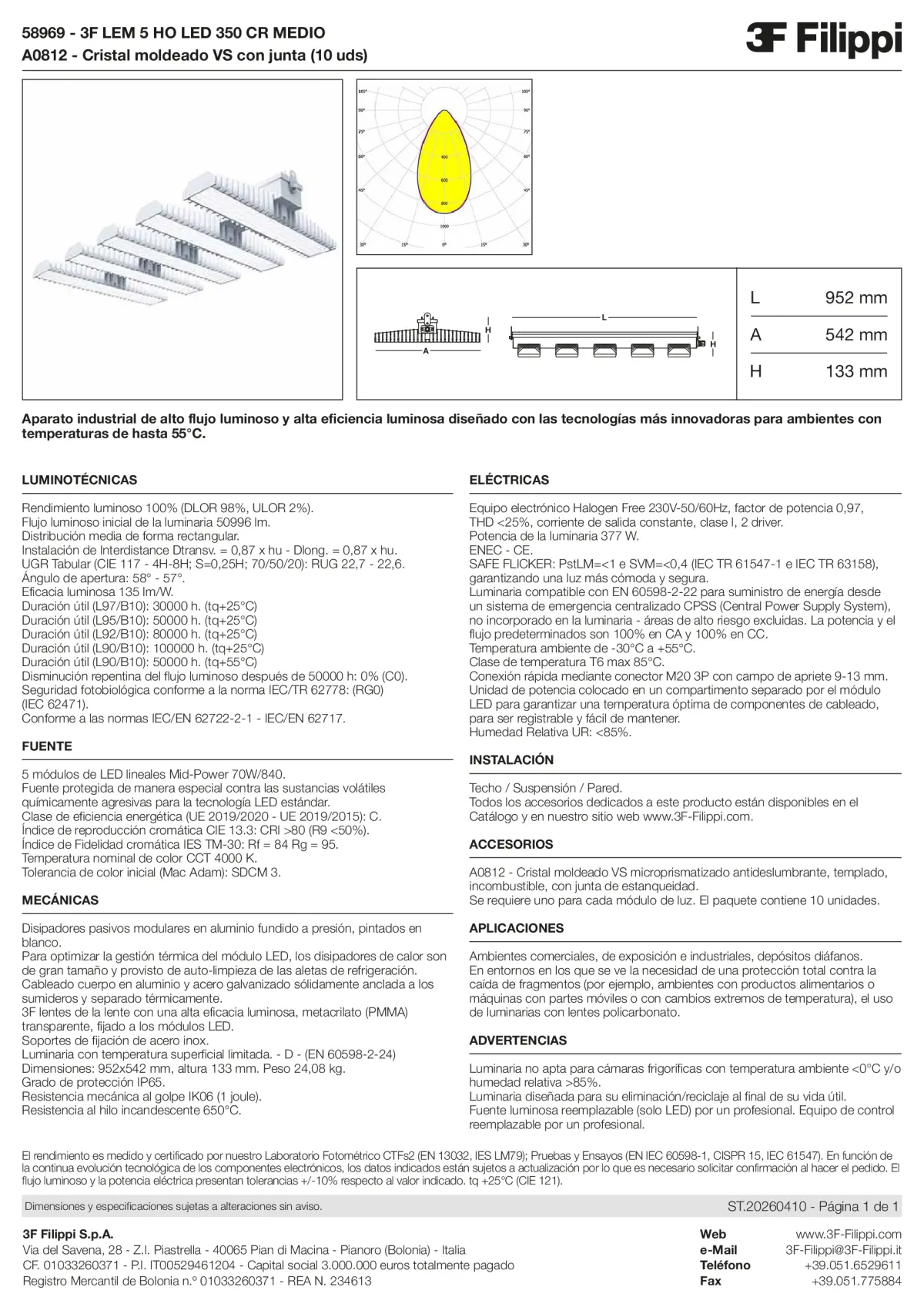 58969+A0812 - 3F LEM 5 HO LED 350 CR MEDIO + VS - Datasheet - es