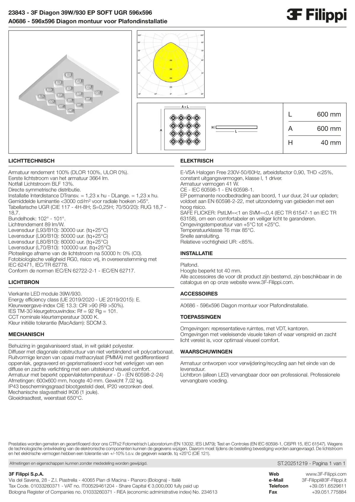 23843+A0686 - 3F Diagon 39W-930 EP SOFT UGR 596x596 + Corn.plaf. - Datasheet - nl