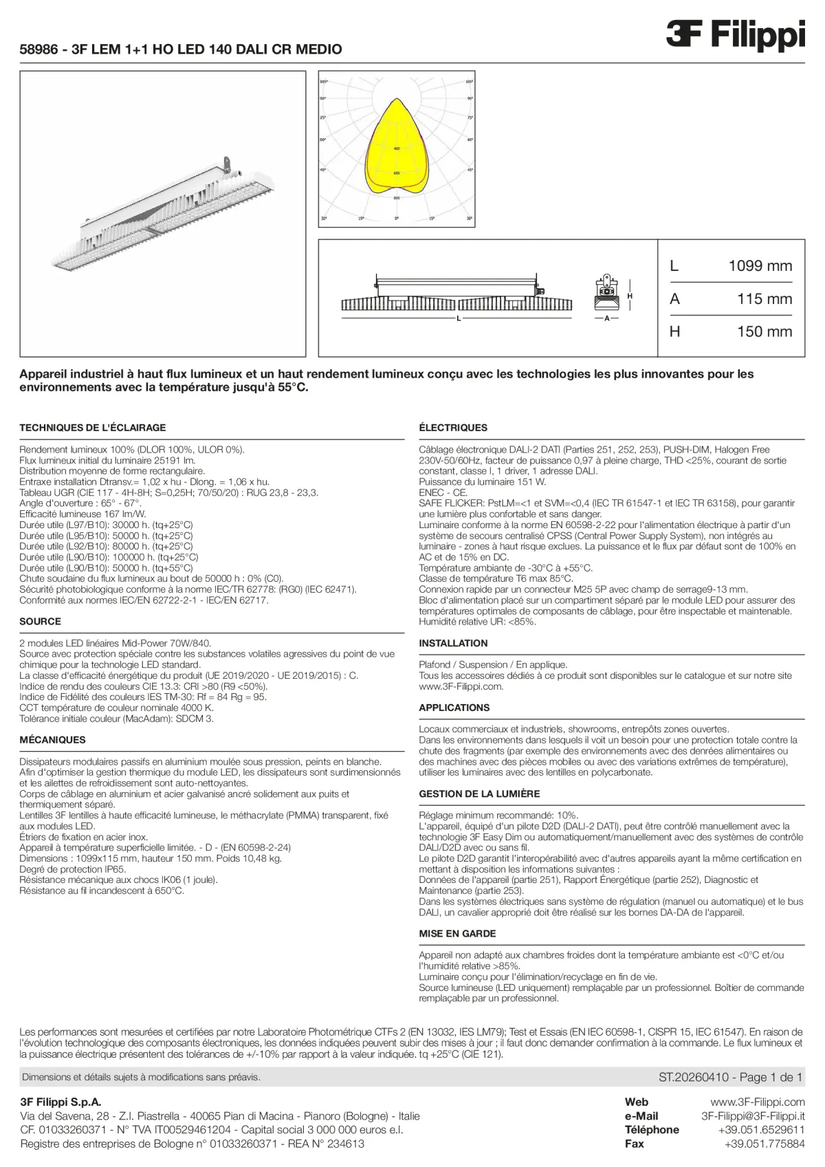 58986 - 3F LEM 1+1 HO LED 140 DALI CR MEDIO - Datasheet - fr