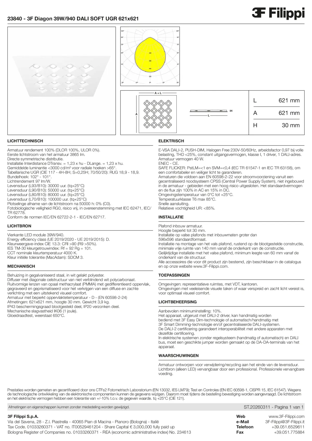 23840 - 3F Diagon 39W-940 DALI SOFT UGR 621x621 - Datasheet - nl