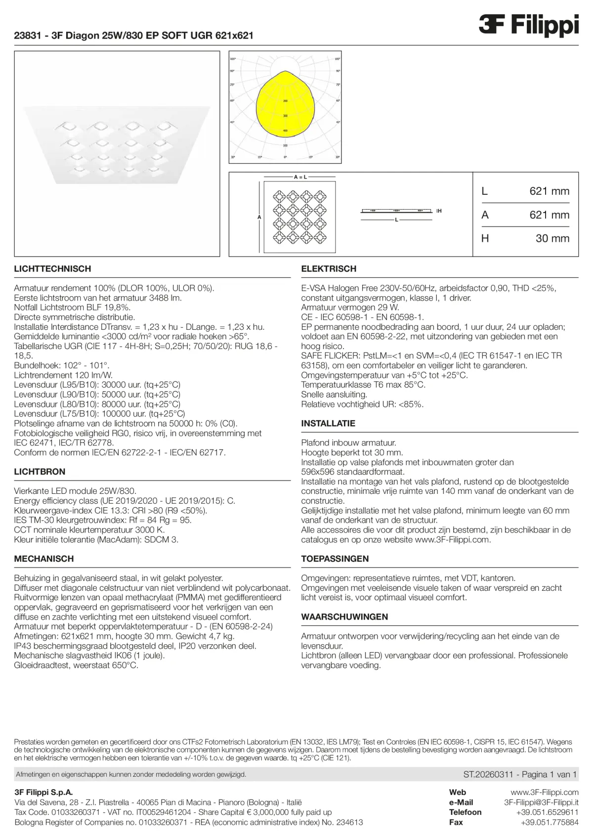 23831 - 3F Diagon 25W-830 EP SOFT UGR 621x621 - Datasheet - nl
