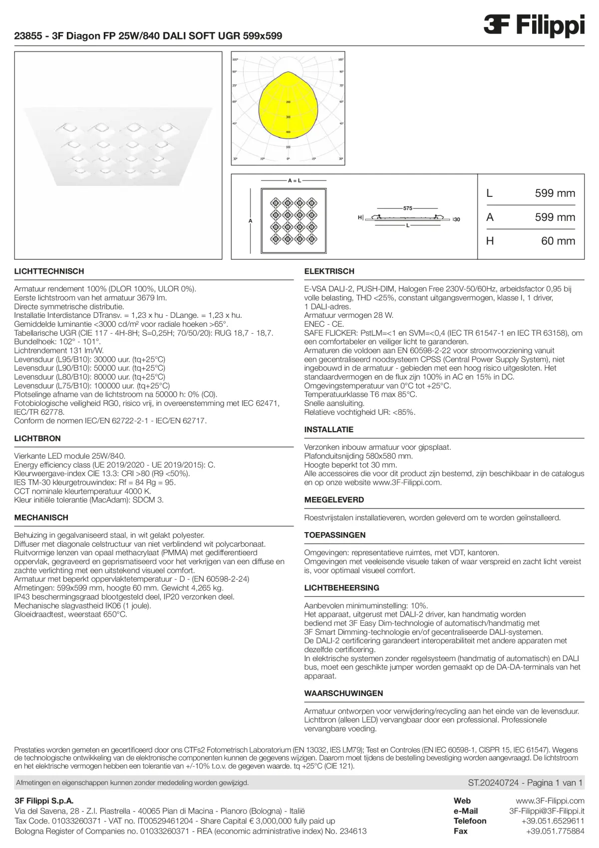 23855 - 3F Diagon FP 25W-840 DALI SOFT UGR 599x599 - Datasheet - nl