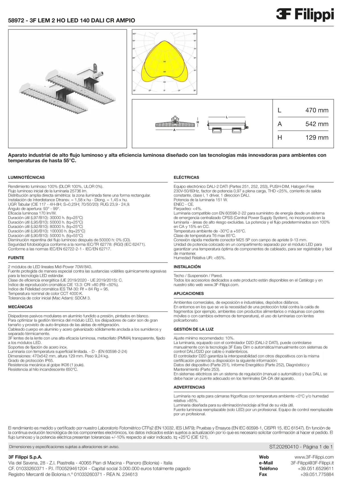 58972 - 3F LEM 2 HO LED 140 DALI CR AMPIO - Datasheet - es