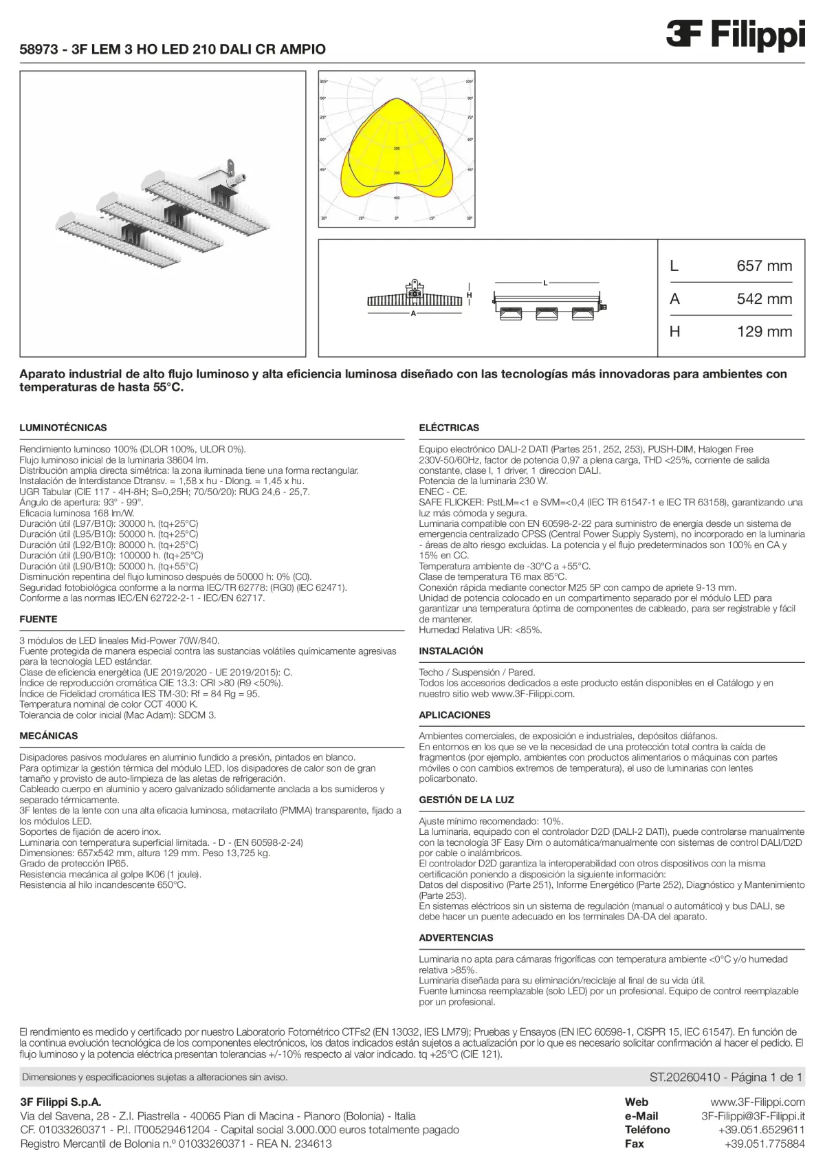 58973 - 3F LEM 3 HO LED 210 DALI CR AMPIO - Datasheet - es
