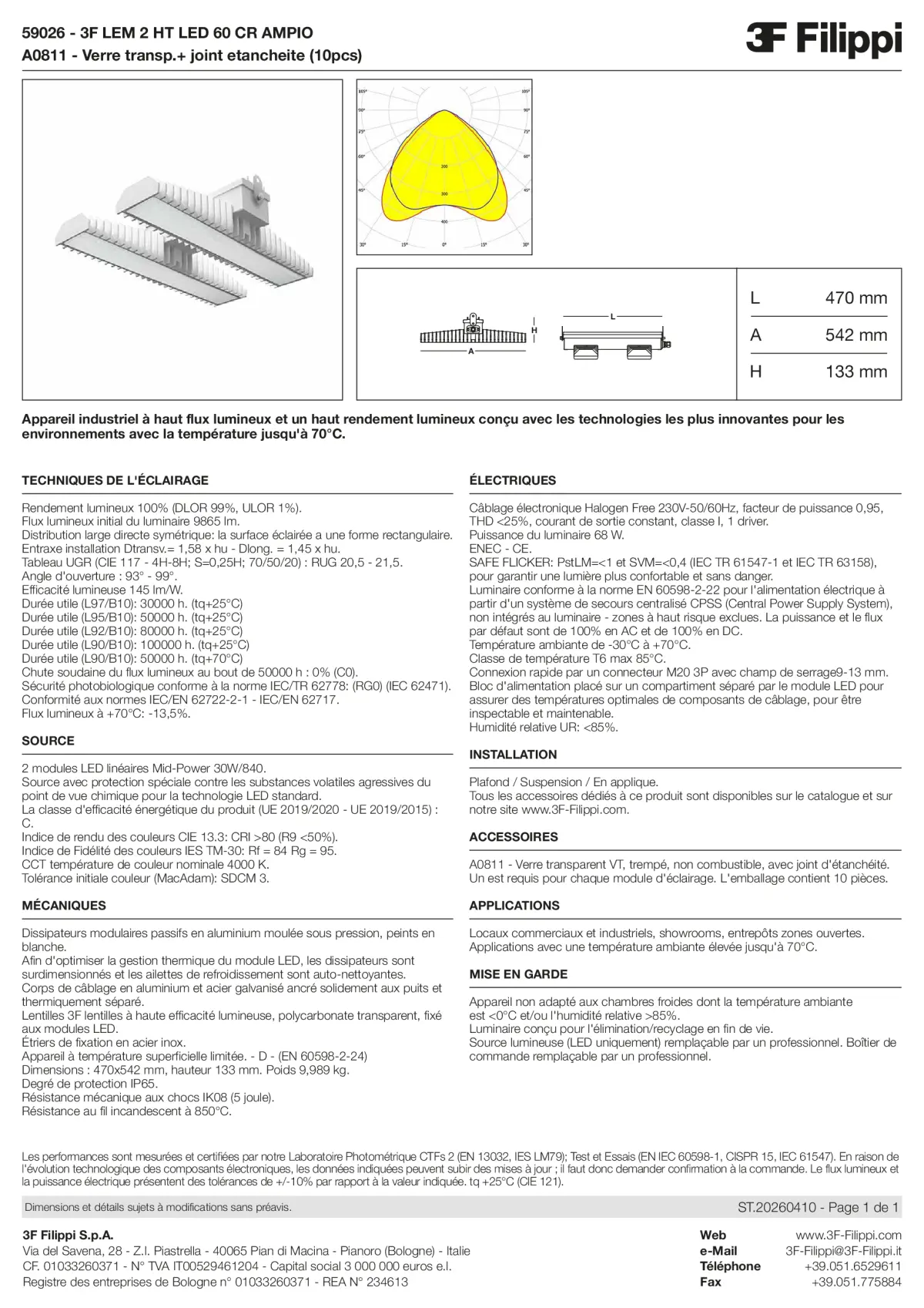 59026+A0811 - 3F LEM 2 HT LED 60 CR AMPIO + VT - Datasheet - fr