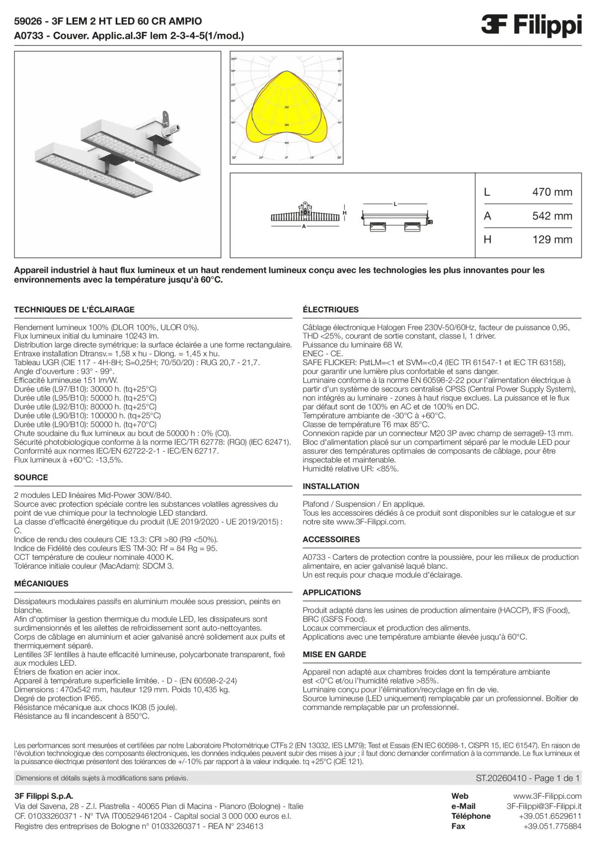 59026+A0733 - 3F LEM 2 HT LED 60 CR AMPIO + FOOD - Datasheet - fr
