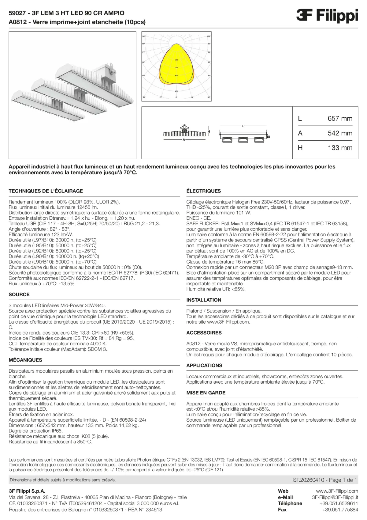 59027+A0812 - 3F LEM 3 HT LED 90 CR AMPIO + VS - Datasheet - fr