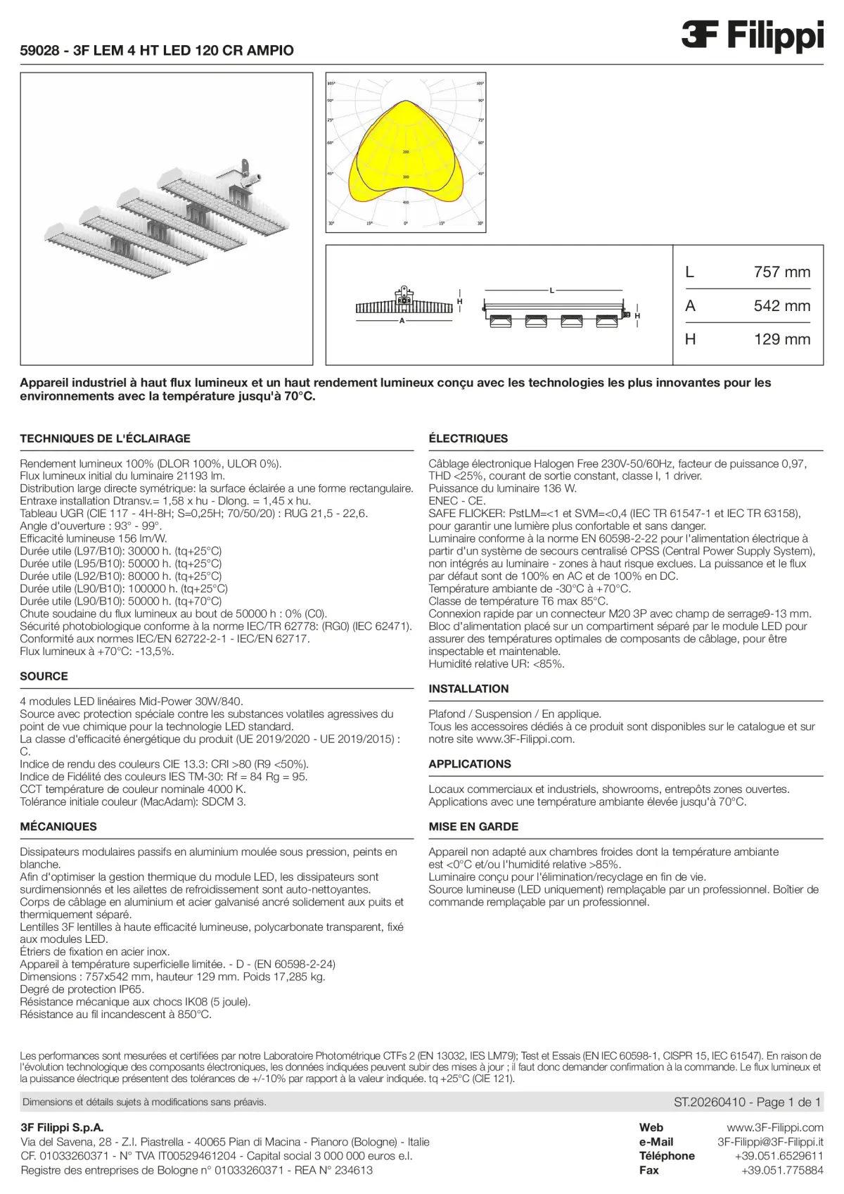 59028 - 3F LEM 4 HT LED 120 CR AMPIO - Datasheet - fr