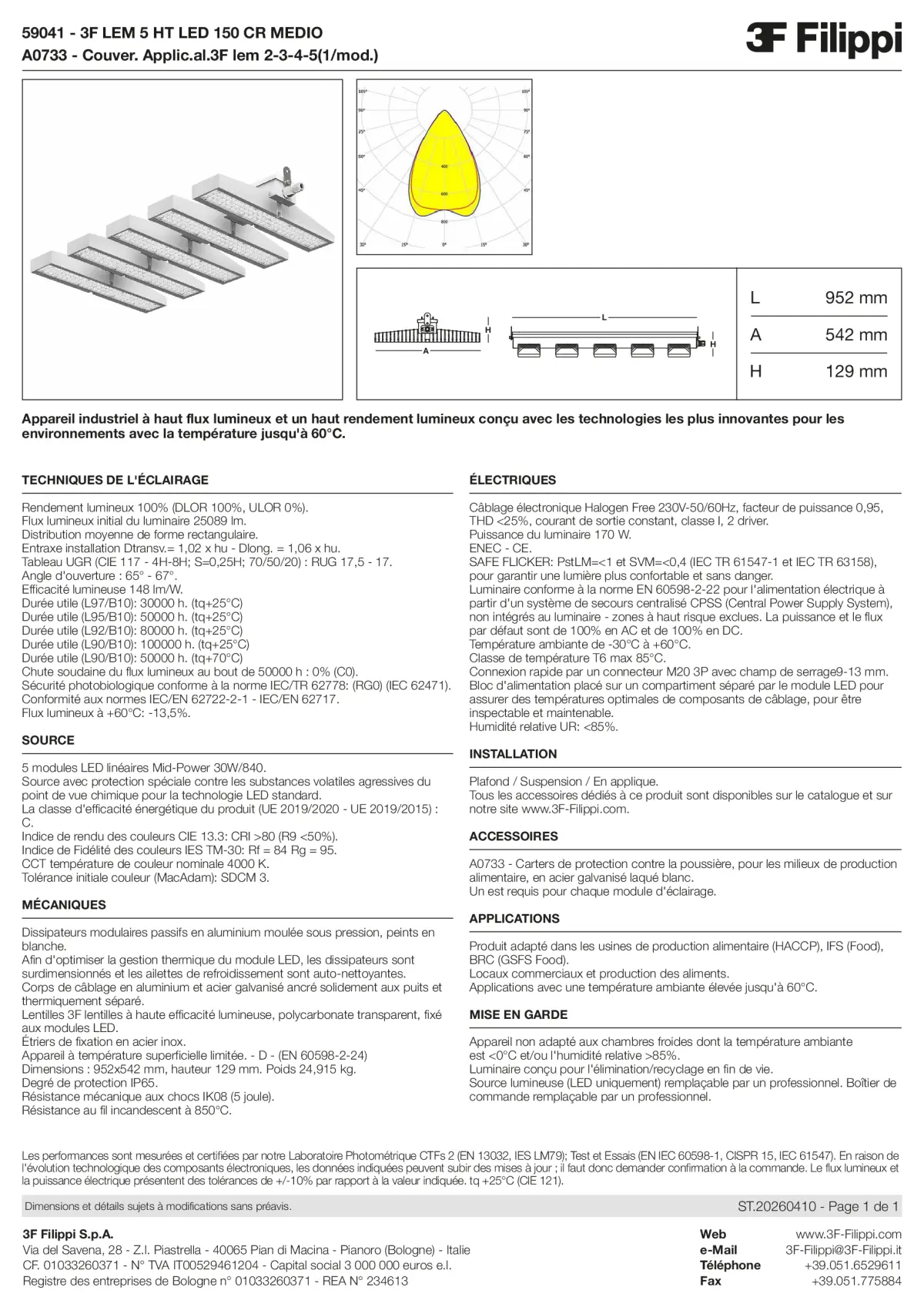 59041+A0733 - 3F LEM 5 HT LED 150 CR MEDIO + FOOD - Datasheet - fr
