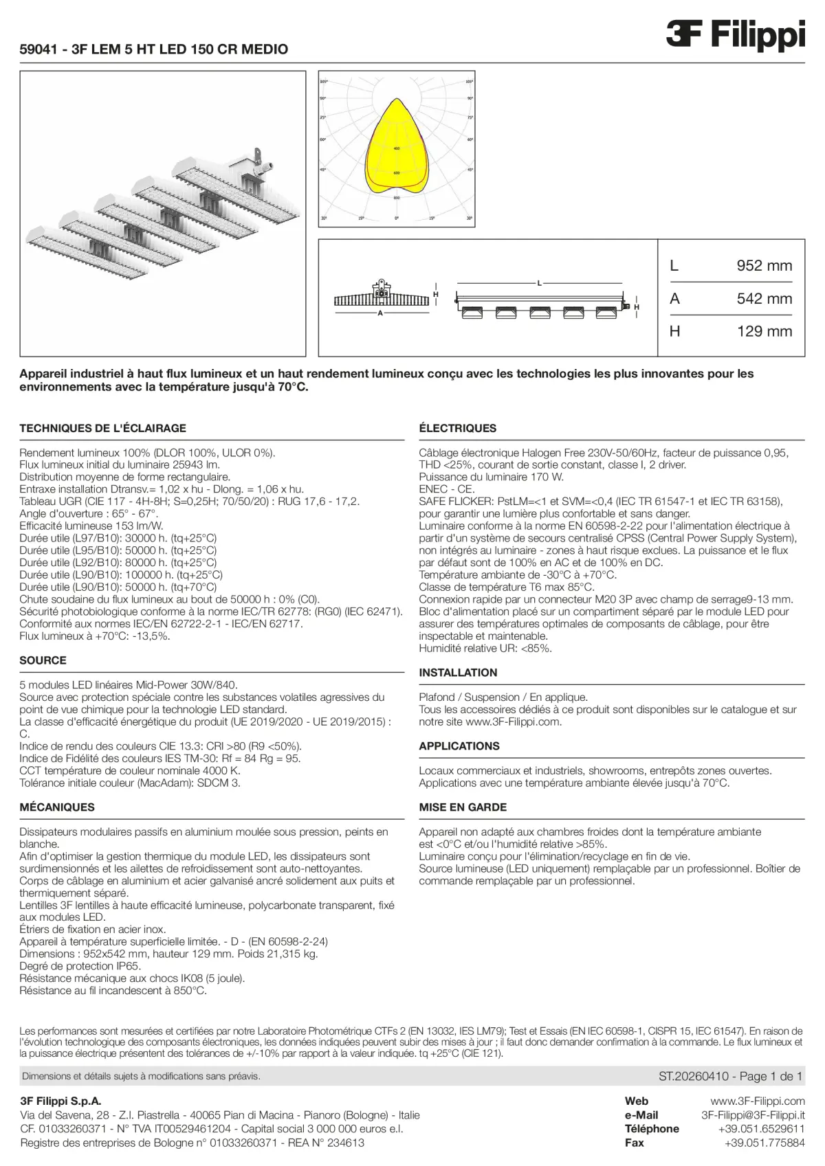 59041 - 3F LEM 5 HT LED 150 CR MEDIO - Datasheet - fr