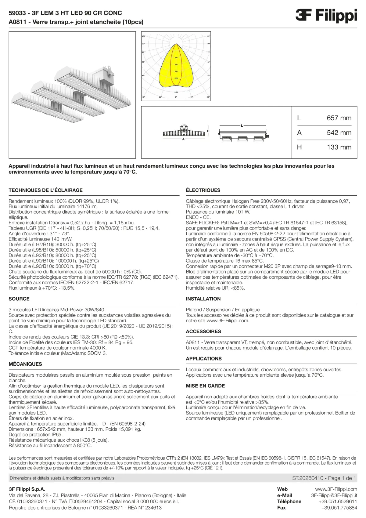 59033+A0811 - 3F LEM 3 HT LED 90 CR CONC + VT - Datasheet - fr
