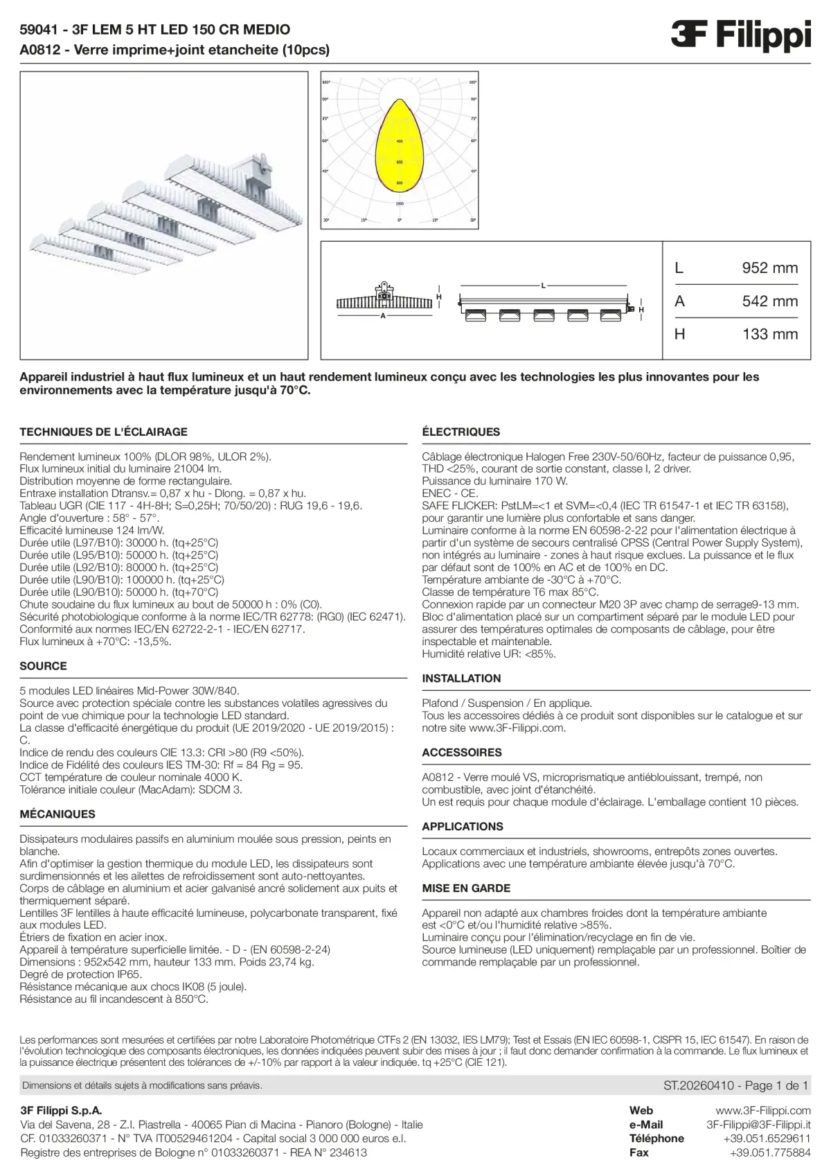 59041+A0812 - 3F LEM 5 HT LED 150 CR MEDIO + VS - Datasheet - fr