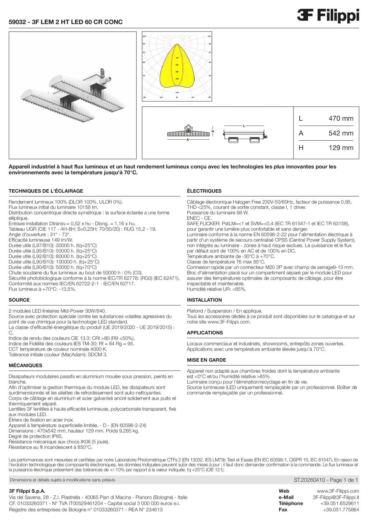 59032 - 3F LEM 2 HT LED 60 CR CONC - Datasheet - fr