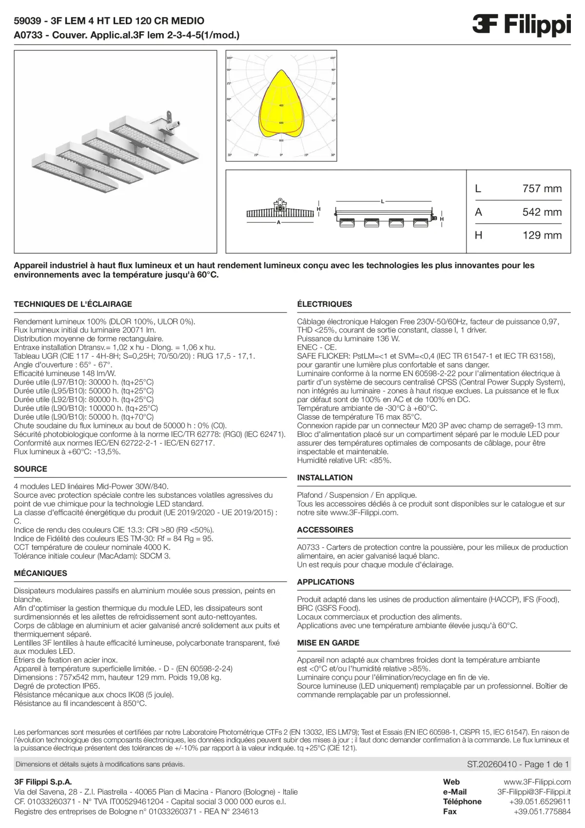 59039+A0733 - 3F LEM 4 HT LED 120 CR MEDIO + FOOD - Datasheet - fr