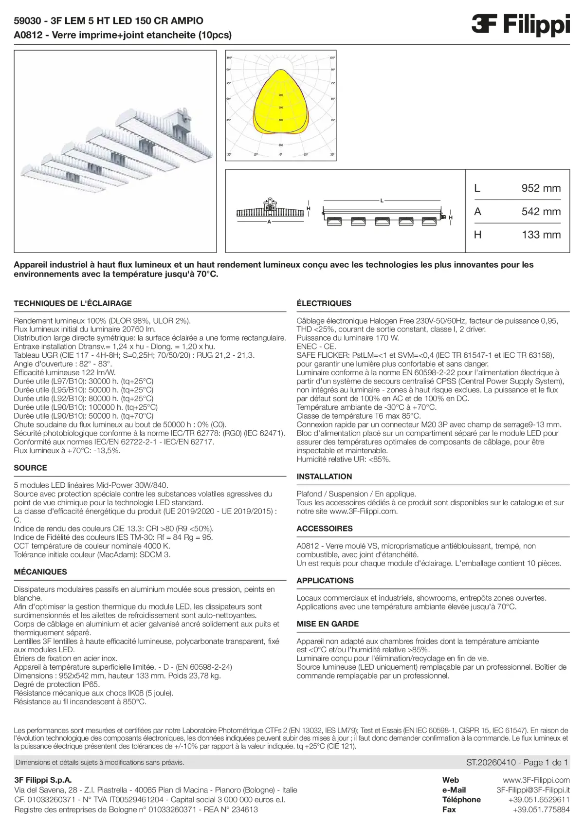 59030+A0812 - 3F LEM 5 HT LED 150 CR AMPIO + VS - Datasheet - fr
